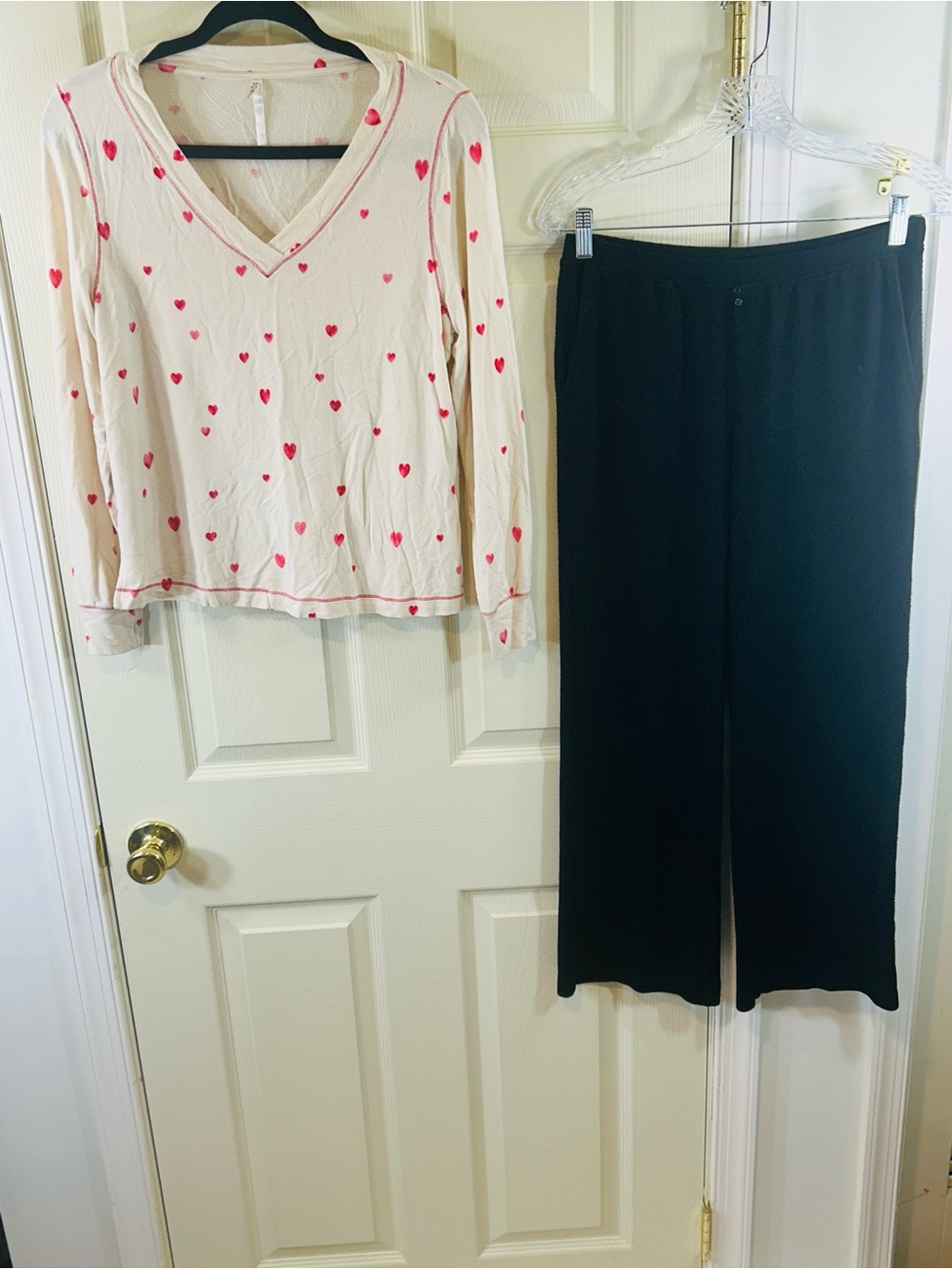 Soma Cream Pajama Top with Ribbon Strap Detail